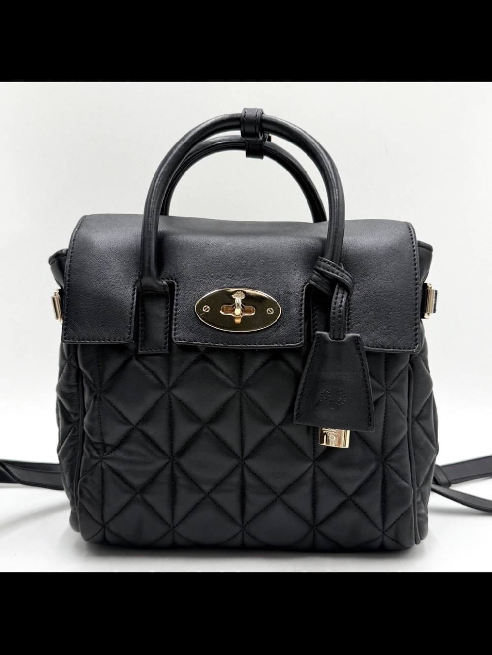 Mulberry Black Quilted Leather Satchel with Gold Hardware